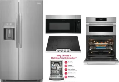 5 Piece Package Includes Refrigerator, Cooktop, Wall Oven, Microwave And Dishwasher