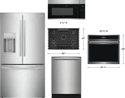 5 Piece Package Includes Refrigerator, Cooktop, Wall Oven, Microwave And Dishwasher