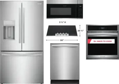 5 Piece Package Includes Refrigerator, Cooktop, Wall Oven, Microwave And Dishwasher