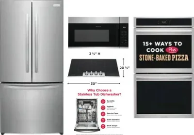 5 Piece Package Includes Refrigerator, Cooktop, Wall Oven, Microwave And Dishwasher