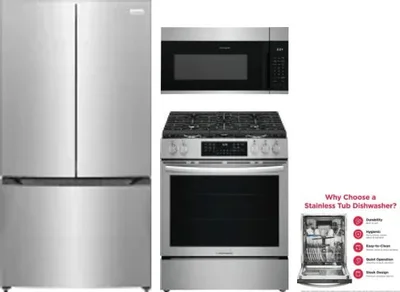 4 Piece Package Includes Refrigerator, Range, Microwave And Dishwasher