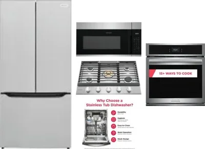 5 Piece Package Includes Refrigerator, Cooktop, Wall Oven, Microwave And Dishwasher