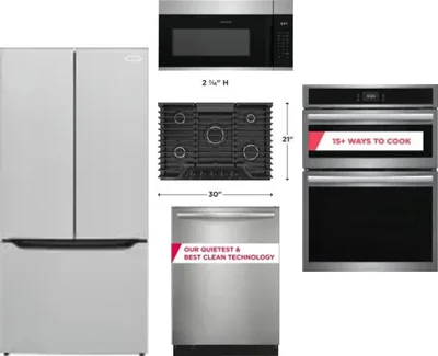 5 Piece Package Includes Refrigerator, Cooktop, Wall Oven, Microwave And Dishwasher