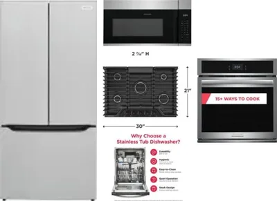 5 Piece Package Includes Refrigerator, Cooktop, Wall Oven, Microwave And Dishwasher