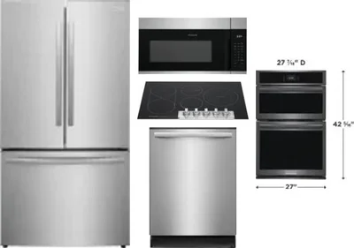 5 Piece Package Includes Refrigerator, Cooktop, Wall Oven, Microwave And Dishwasher