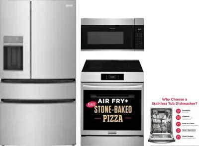 4 Piece Package Includes Refrigerator, Range, Microwave And Dishwasher
