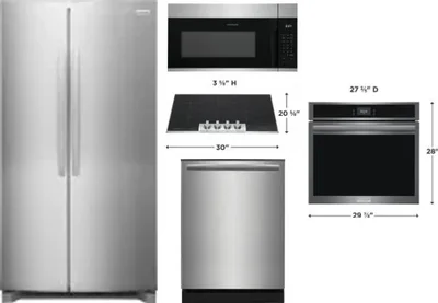 5 Piece Package Includes Refrigerator, Cooktop, Wall Oven, Microwave And Dishwasher