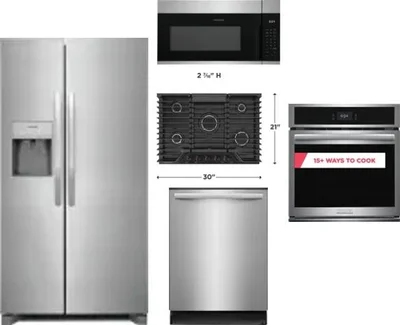 5 Piece Package Includes Refrigerator, Cooktop, Wall Oven, Microwave And Dishwasher