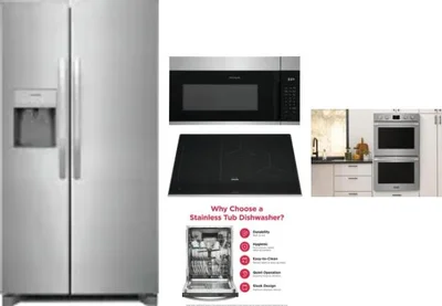 5 Piece Package Includes Refrigerator, Cooktop, Wall Oven, Microwave And Dishwasher