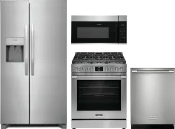4 Piece Package Includes Refrigerator, Range, Microwave And Dishwasher