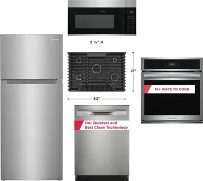 5 Piece Package Includes Refrigerator, Cooktop, Wall Oven, Microwave And Dishwasher