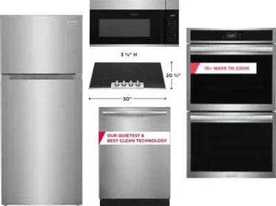 5 Piece Package Includes Refrigerator, Cooktop, Wall Oven, Microwave And Dishwasher