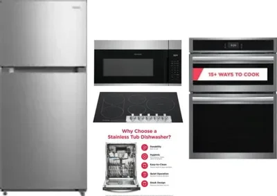 5 Piece Package Includes Refrigerator, Cooktop, Wall Oven, Microwave And Dishwasher