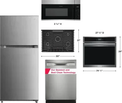 5 Piece Package Includes Refrigerator, Cooktop, Wall Oven, Microwave And Dishwasher