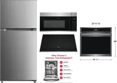 5 Piece Package Includes Refrigerator, Cooktop, Wall Oven, Microwave And Dishwasher