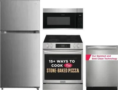 4 Piece Package Includes Refrigerator, Range, Microwave And Dishwasher