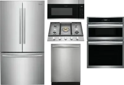 5 Piece Package Includes Refrigerator, Cooktop, Wall Oven, Microwave And Dishwasher