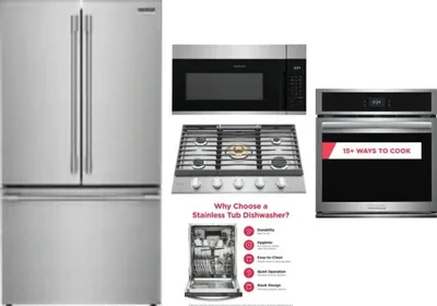 5 Piece Package Includes Refrigerator, Cooktop, Wall Oven, Microwave And Dishwasher
