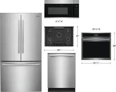 5 Piece Package Includes Refrigerator, Cooktop, Wall Oven, Microwave And Dishwasher