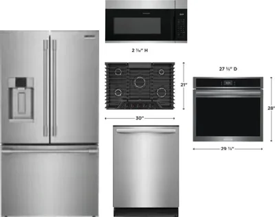 5 Piece Package Includes Refrigerator, Cooktop, Wall Oven, Microwave And Dishwasher