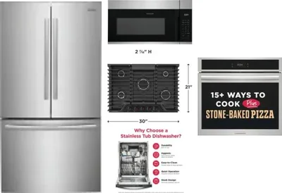 5 Piece Package Includes Refrigerator, Cooktop, Wall Oven, Microwave And Dishwasher