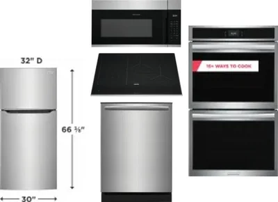 5 Piece Package Includes Refrigerator, Cooktop, Wall Oven, Microwave And Dishwasher