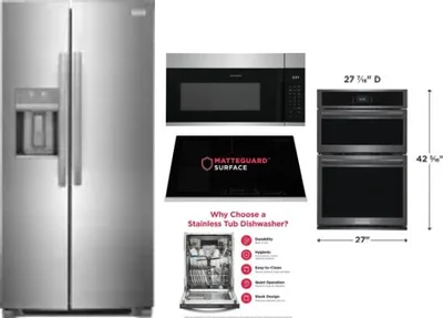 5 Piece Package Includes Refrigerator, Cooktop, Wall Oven, Microwave And Dishwasher