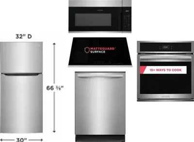 5 Piece Package Includes Refrigerator, Cooktop, Wall Oven, Microwave And Dishwasher