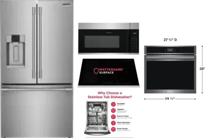 5 Piece Package Includes Refrigerator, Cooktop, Wall Oven, Microwave And Dishwasher