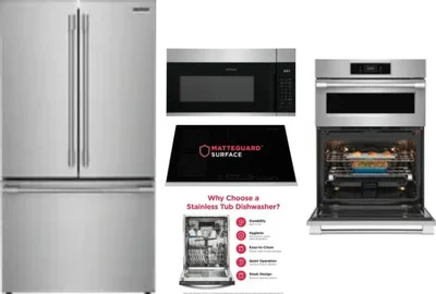 5 Piece Package Includes Refrigerator, Cooktop, Wall Oven, Microwave And Dishwasher