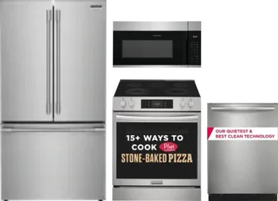4 Piece Package Includes Refrigerator, Range, Microwave And Dishwasher