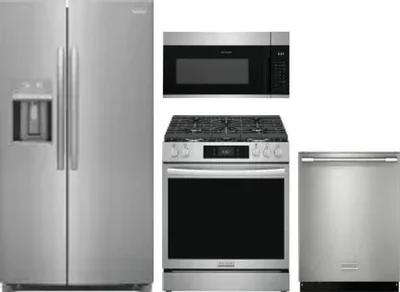 4 Piece Package Includes Refrigerator, Range, Microwave And Dishwasher