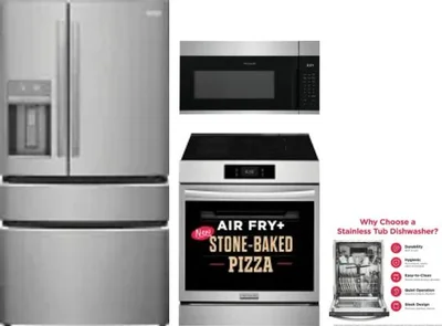 4 Piece Package Includes Refrigerator, Range, Microwave And Dishwasher