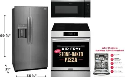 4 Piece Package Includes Refrigerator, Range, Microwave And Dishwasher