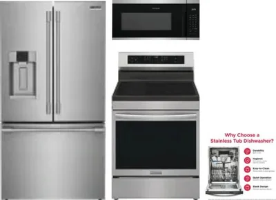 4 Piece Package Includes Refrigerator, Range, Microwave And Dishwasher