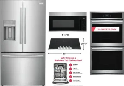 5 Piece Package Includes Refrigerator, Cooktop, Wall Oven, Microwave And Dishwasher