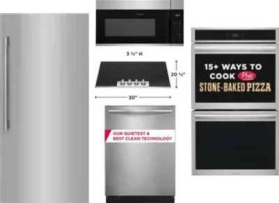 5 Piece Package Includes Refrigerator, Cooktop, Wall Oven, Microwave And Dishwasher