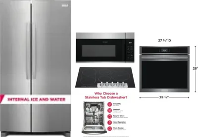 5 Piece Package Includes Refrigerator, Cooktop, Wall Oven, Microwave And Dishwasher