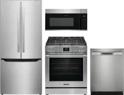4 Piece Package Includes Refrigerator, Range, Microwave And Dishwasher