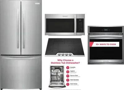 5 Piece Package Includes Refrigerator, Cooktop, Wall Oven, Microwave And Dishwasher
