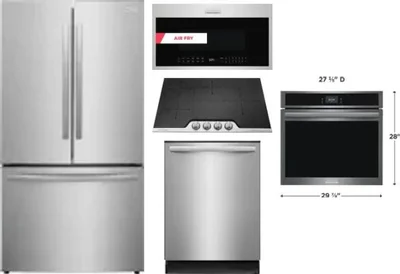 5 Piece Package Includes Refrigerator, Cooktop, Wall Oven, Microwave And Dishwasher