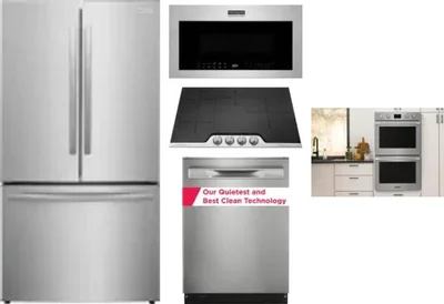 5 Piece Package Includes Refrigerator, Cooktop, Wall Oven, Microwave And Dishwasher