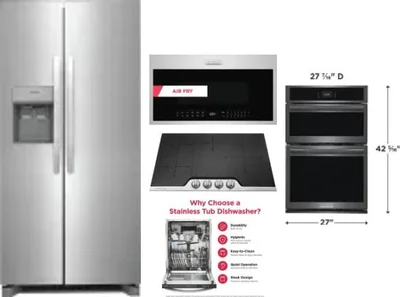 5 Piece Package Includes Refrigerator, Cooktop, Wall Oven, Microwave And Dishwasher