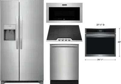5 Piece Package Includes Refrigerator, Cooktop, Wall Oven, Microwave And Dishwasher