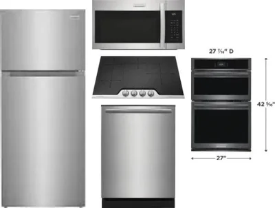 5 Piece Package Includes Refrigerator, Cooktop, Wall Oven, Microwave And Dishwasher
