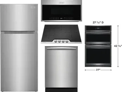 5 Piece Package Includes Refrigerator, Cooktop, Wall Oven, Microwave And Dishwasher