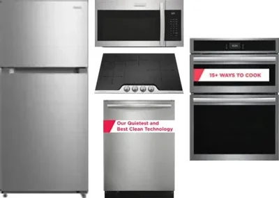 5 Piece Package Includes Refrigerator, Cooktop, Wall Oven, Microwave And Dishwasher