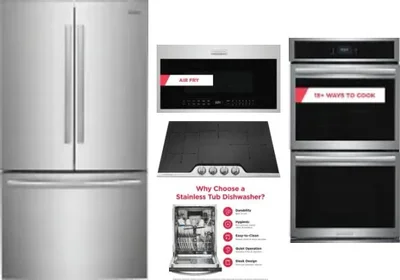 5 Piece Package Includes Refrigerator, Cooktop, Wall Oven, Microwave And Dishwasher