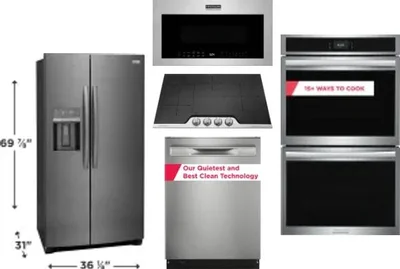 5 Piece Package Includes Refrigerator, Cooktop, Wall Oven, Microwave And Dishwasher