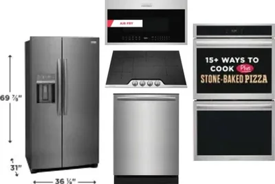 5 Piece Package Includes Refrigerator, Cooktop, Wall Oven, Microwave And Dishwasher